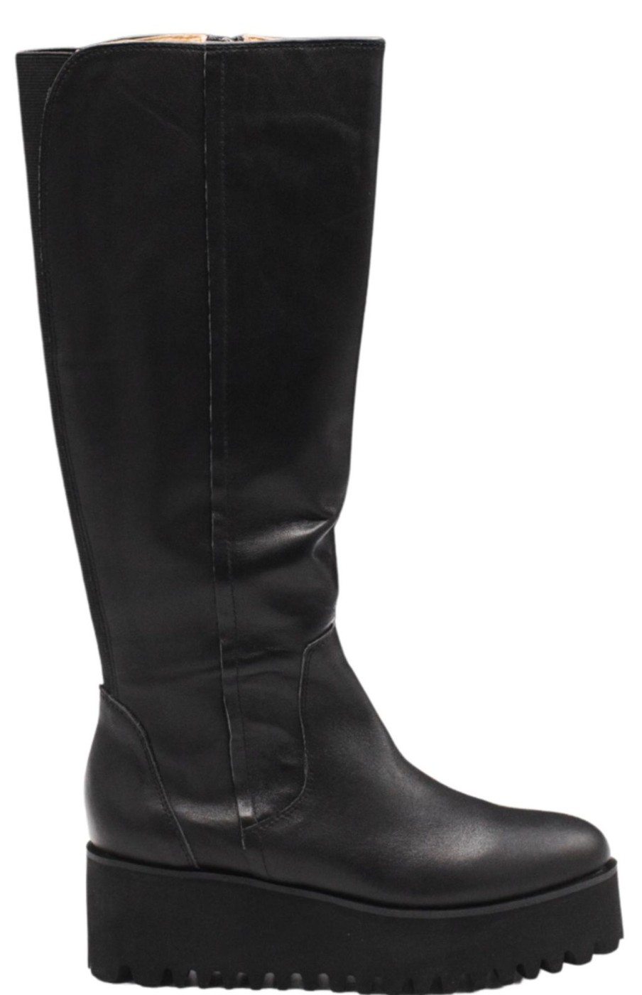 Shoes All Black Heeled Boots | High Stretch Flatform Boot Black