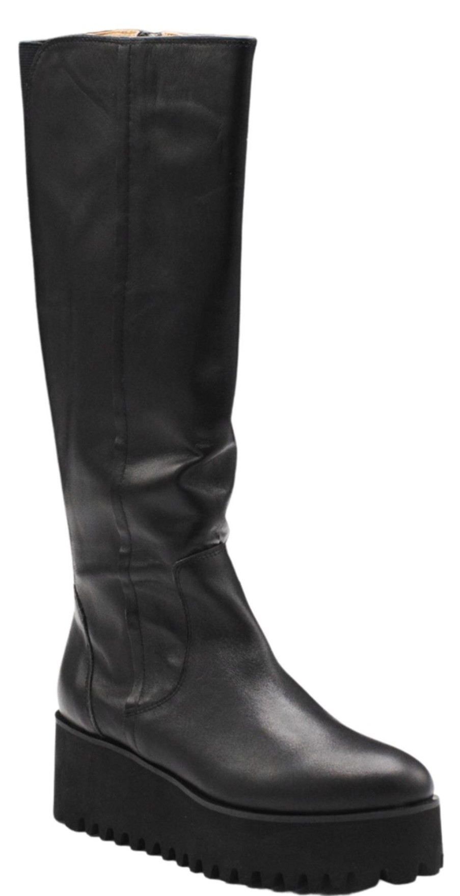 Shoes All Black Heeled Boots | High Stretch Flatform Boot Black