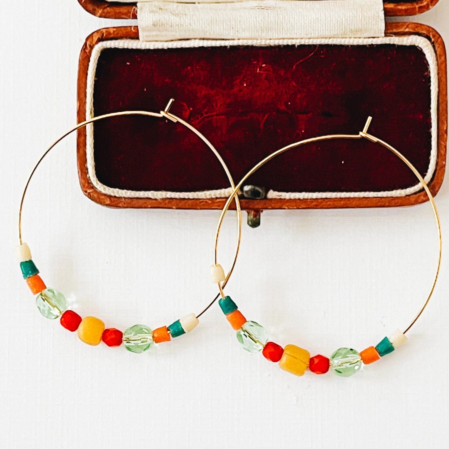 Accessories Nest Pretty Things Earrings | Large Mixed Bead Hoops Multi