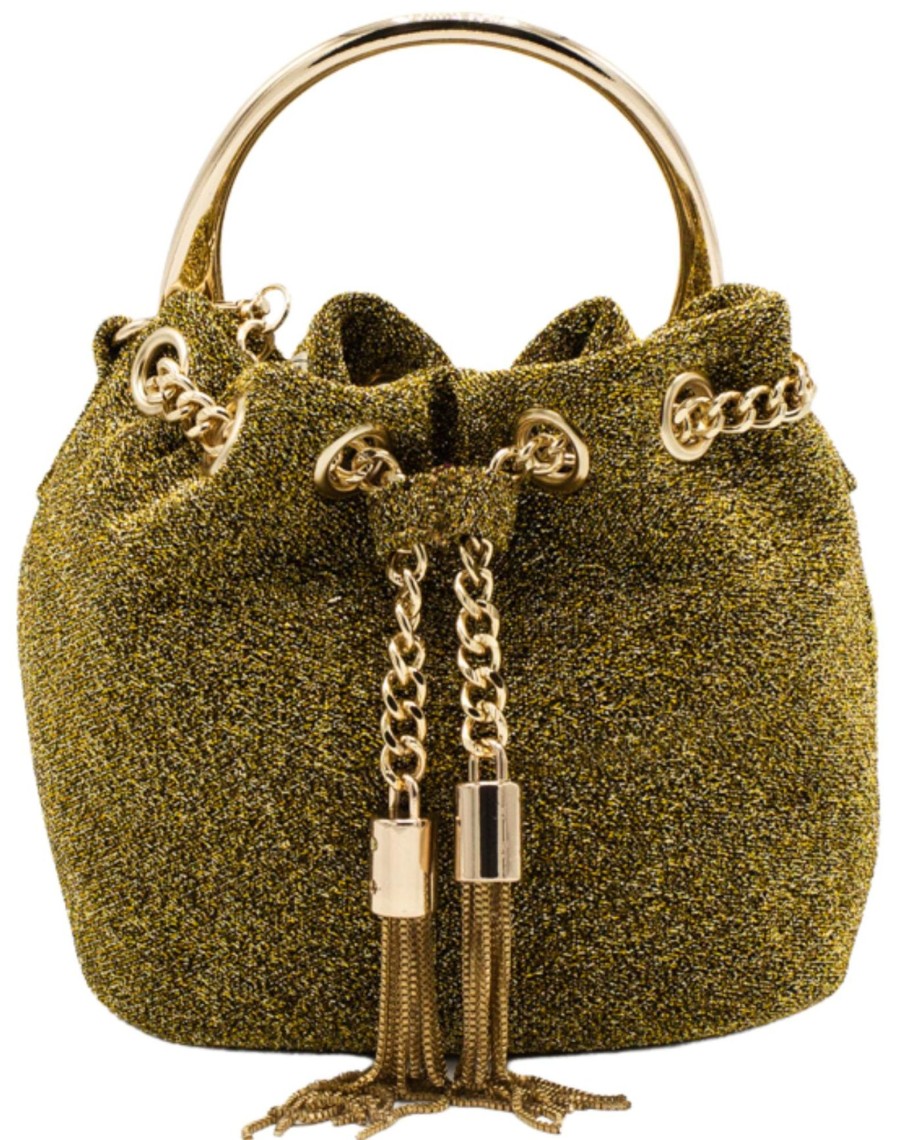 Accessories Sondra Roberts Clutches/Evening | Sparkle Drawstring Bag Gold