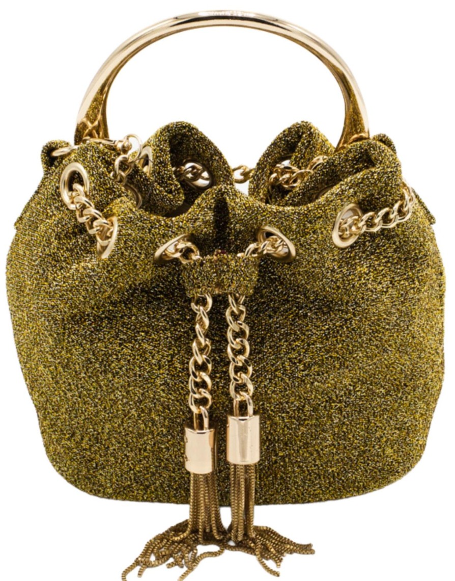 Accessories Sondra Roberts Clutches/Evening | Sparkle Drawstring Bag Gold