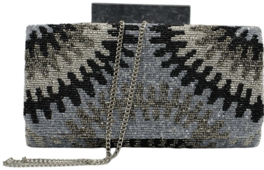 Accessories Tiana Designs Clutches/Evening | Structured Clutch Black/Grey