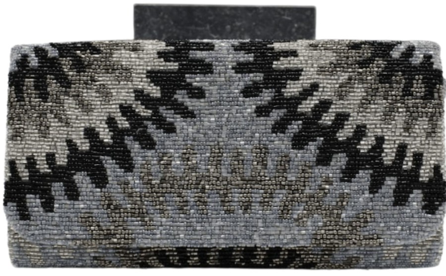 Accessories Tiana Designs Clutches/Evening | Structured Clutch Black/Grey