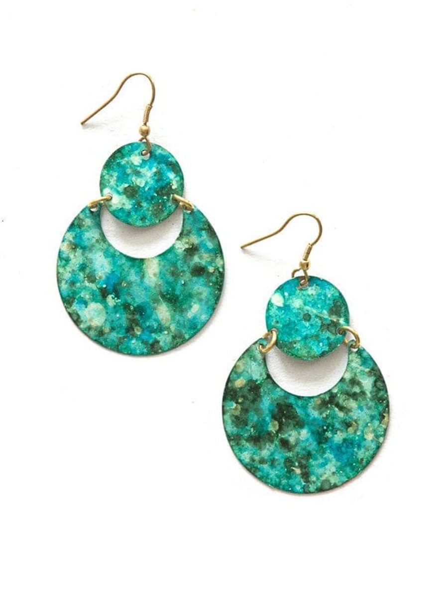 Accessories Fair Anita Earrings | Cloudy Waters Painted Earrings Turquoise