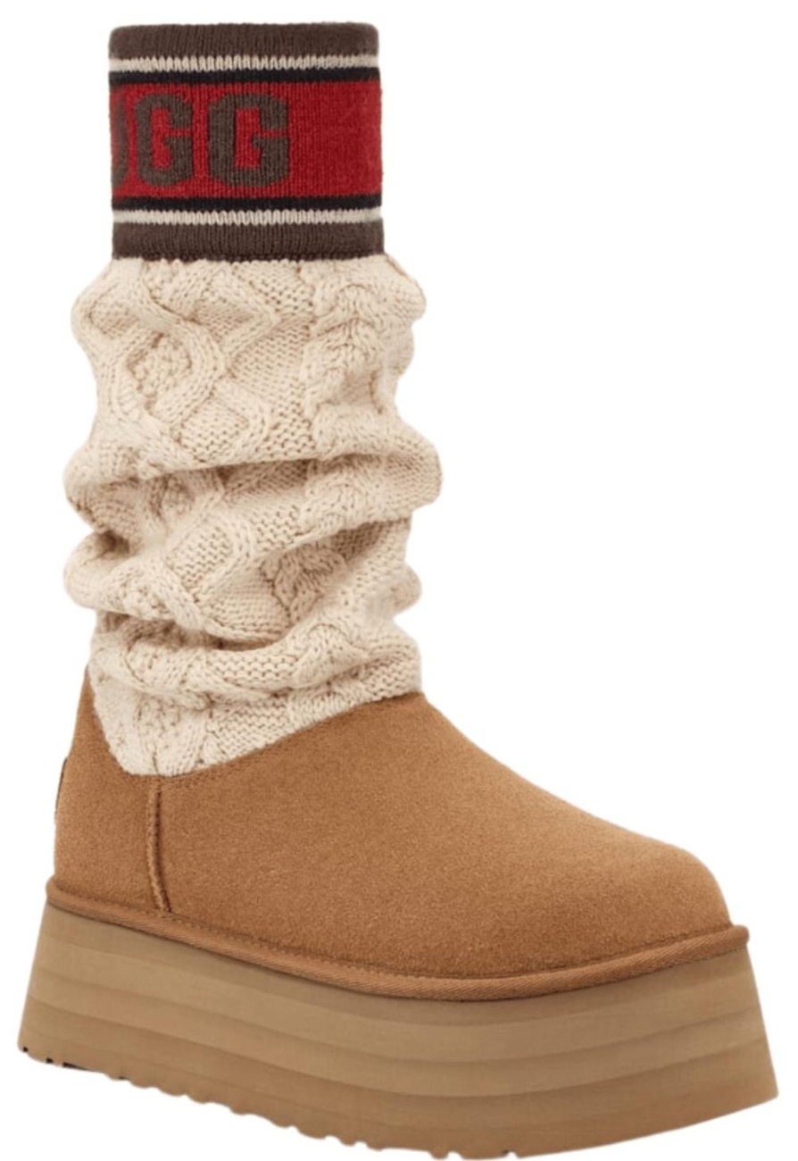 Shoes Ugg Casual Boots | Women'S Classic Sweater Letter Chestnut