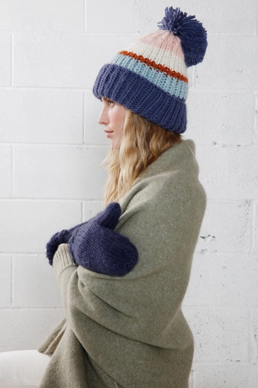 Accessories Look By M Hats | Knitted Quad Tone Pompom Hat