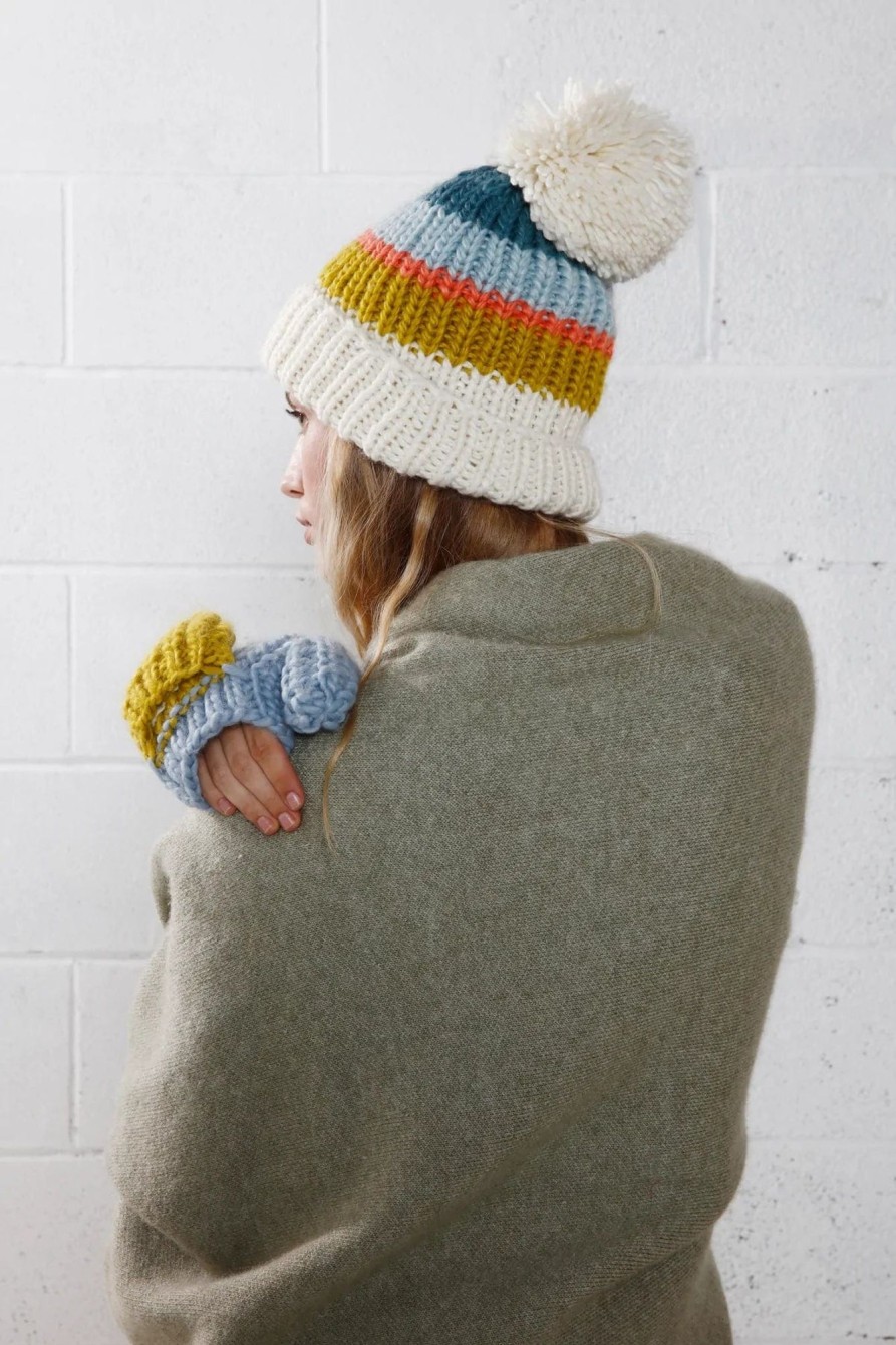 Accessories Look By M Hats | Knitted Quad Tone Pompom Hat