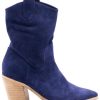 Shoes Silent D Heeled Booties | Munchy Navy Suede