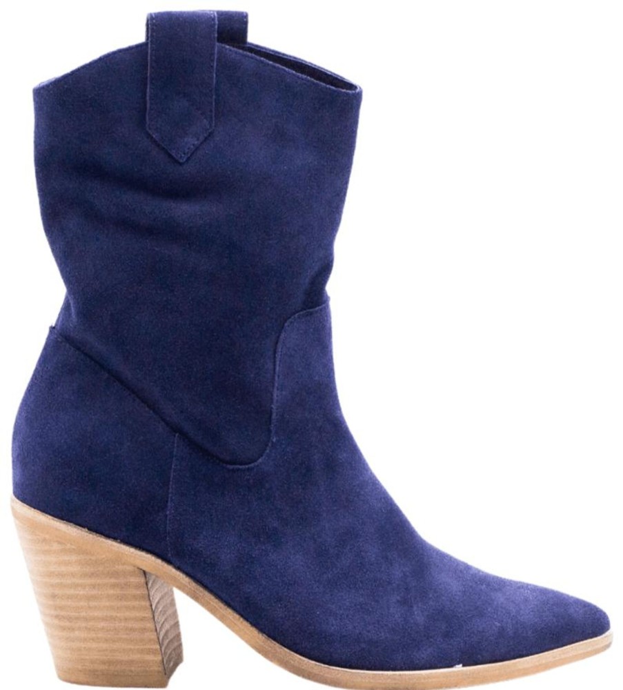 Shoes Silent D Heeled Booties | Munchy Navy Suede