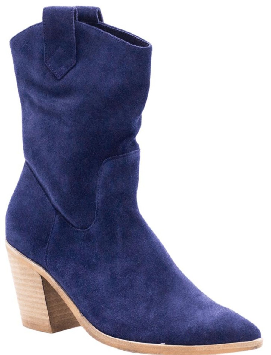 Shoes Silent D Heeled Booties | Munchy Navy Suede