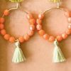 Accessories Nest Pretty Things Earrings | Small Gold Hoops With Bead And Tassels