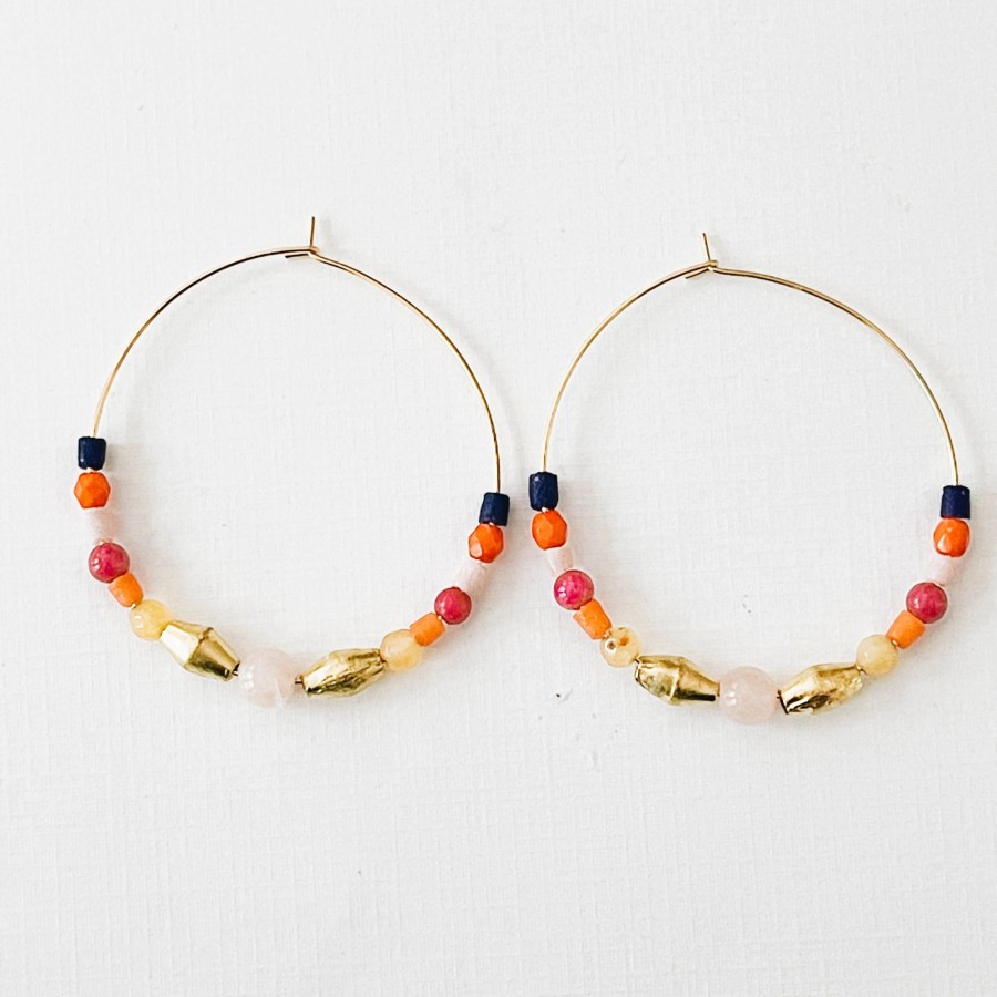 Accessories Nest Pretty Things Earrings | Large Fair Trade Beaded Hoops Multi